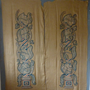 RARE Pair of Crewel Wool Columns