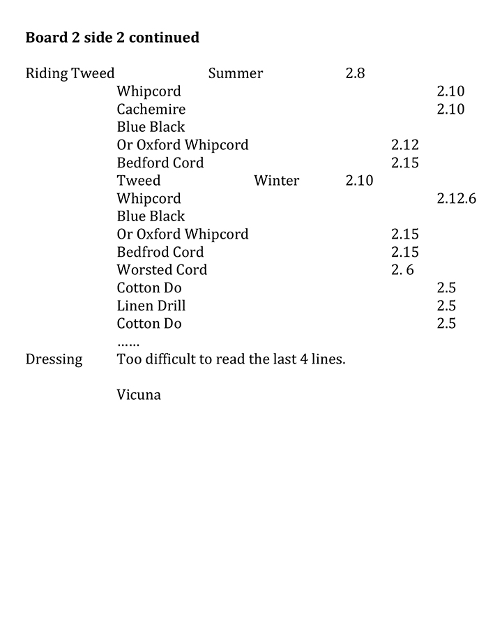 RARE Tailor's Price Boards