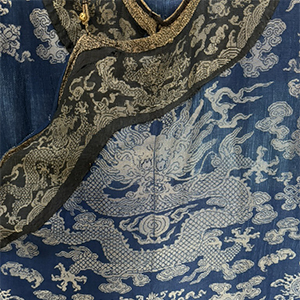 Chinese Brocade Dragon Robe  Late 19th c