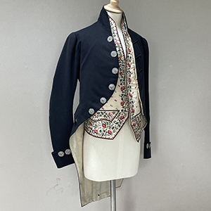 Blue Man's Wool Coat & Waistcoat 1820s